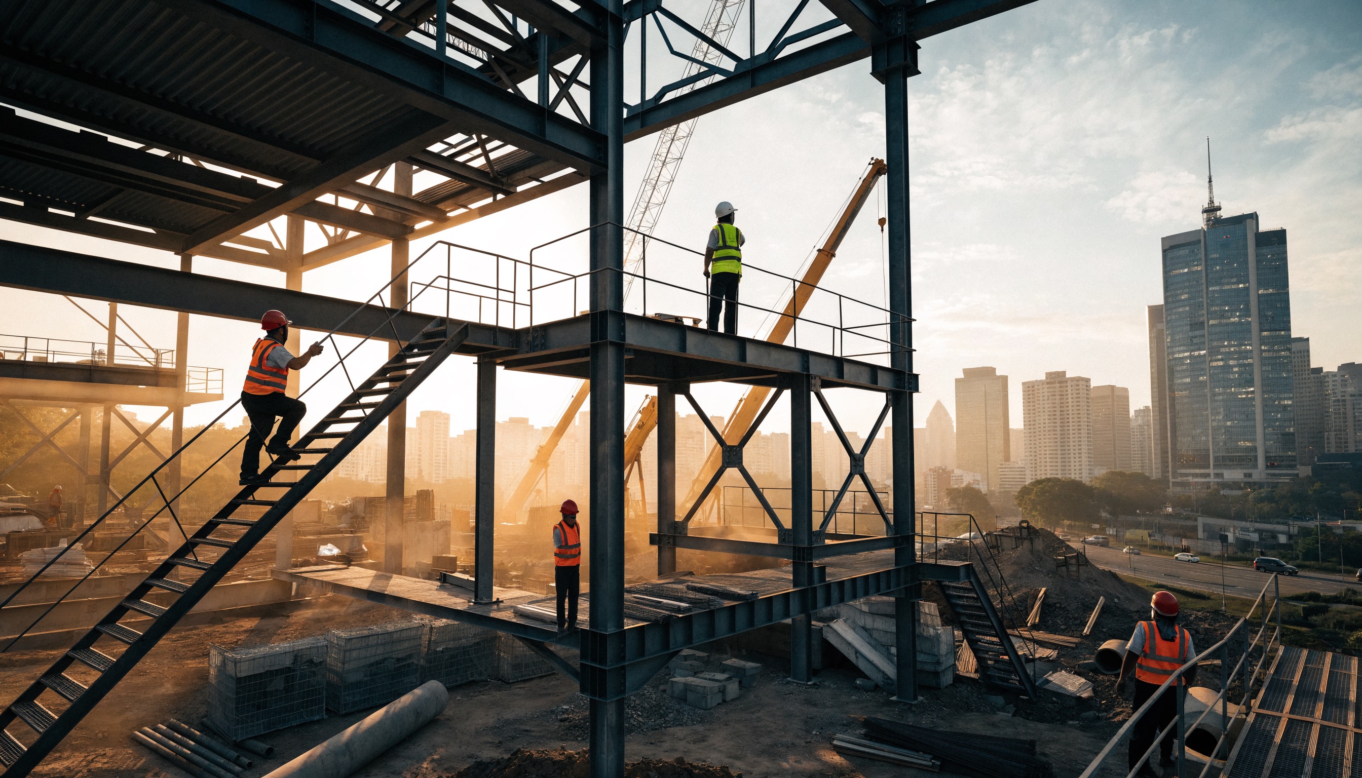 Obras de engenharia e montagem de estruturas metálicas